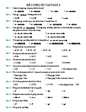 Đề cương ôn tập giữa học kì 1 môn Toán 6